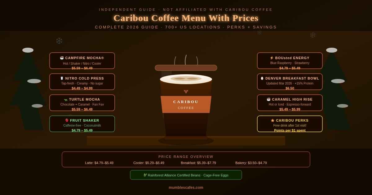 caribou coffee menu with prices
